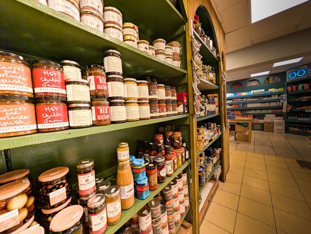 Shelves of produce inside North’s Deli